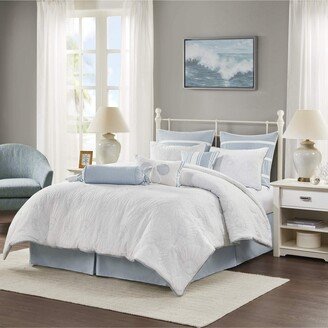 Gracie Mills 4-pc Crystal Beach 4-Piece Comforter Set, White - Queen