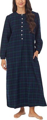 Lanz of Salzburg 50 Pin Tuck Gown (Blue/Green Watch Plaid) Women's Pajama