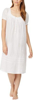 42 Cotton Dobby Cap Sleeve Waltz Gown (Solid White) Women's Pajama