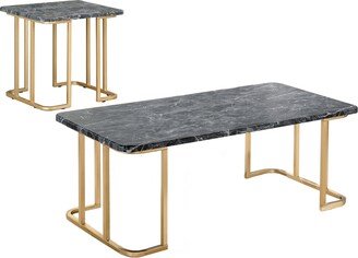 Deeanne Contemporary 47-inch Faux Marble Top 2-Piece Coffee Table Set