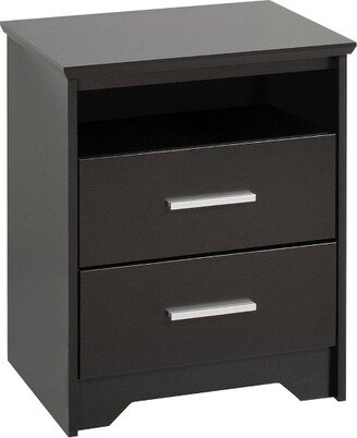 Coal Harbor 2 Drawer Tall Nightstand with Open Shelf Black