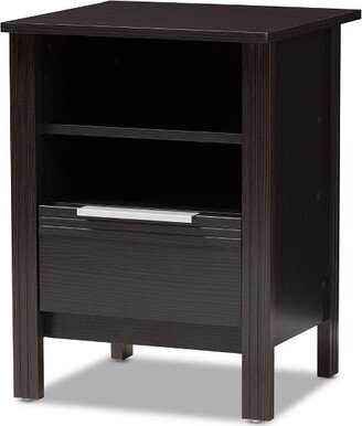 Hamish Modern and Contemporary Finished 1 Drawer Nightstand Dark Brown