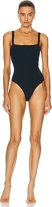 Square Maillot Swimsuit in Navy