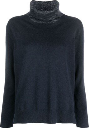 Roll-Neck Metallic-Threading Jumper