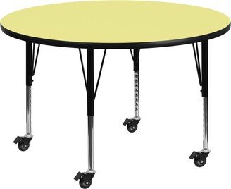 Emma+oliver Mobile 42 Round Laminate Adjustable Preschool Activity Table