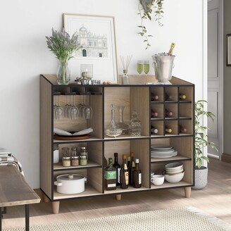 Carson Carrington Vinkol Modern Natural Oak 7-shelf Dining Buffet Server