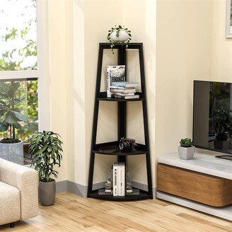 TONWIN Corner Shelf 4 Tier Bamboo Corner Bookshelf