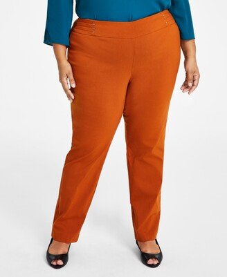 Plus Size Tummy Control Pull-On Slim-Leg Pants, Created for Macy's