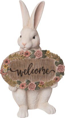 Resin 15.5 White Easter Welcome Rabbit Decor - N/A