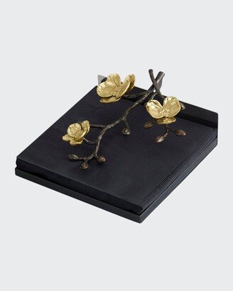 Gold Orchid Dinner Napkin Holder-AA