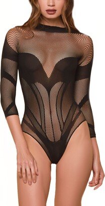 Women's Fishnet Sheer Bodysuit 1 Pc Lingerie