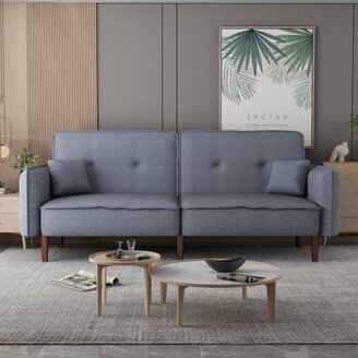 TONWIN Sofa Fabric Futon Sofa bed for living Room with Solid Wood Leg Grey