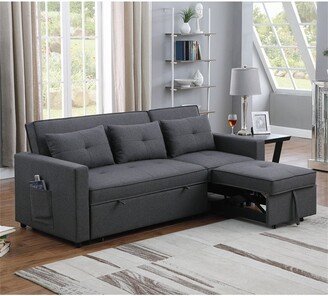 BESTCOSTY Linen Convertible Sleeper Sofa with Side Pocket