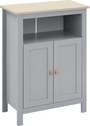 Kleankin Bathroom Floor Cabinet Free Standing Unit with Doors Adjustable Shelf