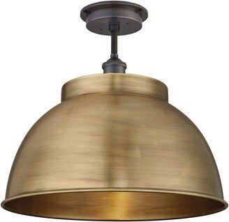 Industville Brooklyn Outdoor & Bathroom Dome Flush Mount, 17 Inch, Brass, Pewter H