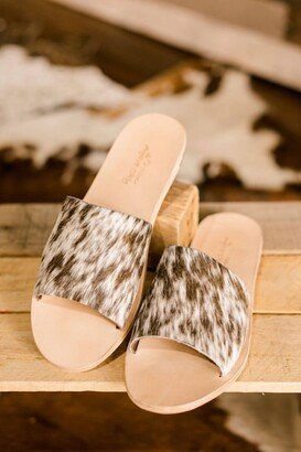 Agave Sky Kiki Hair-On-Hide Slides In Chocolate