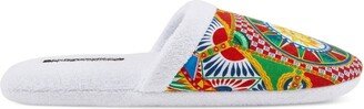 Carretto Siciliano-print terry slippers