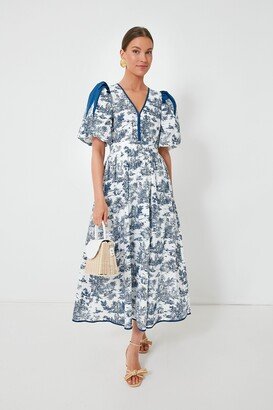 Hyacinth House Blue Toile Reynolds Midi Dress