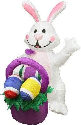 Northlight 4' Inflatable Lighted Easter Bunny with Basket Outdoor Decoration