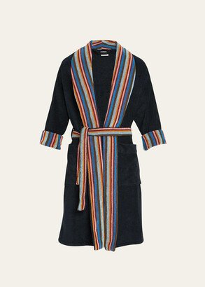 Men's Artist Stripe Towelling Dressing Gown Robe-AA