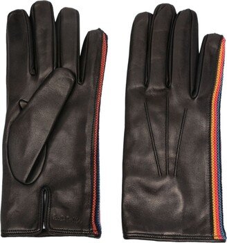 Artist Stripe trim leather gloves