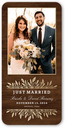 Wedding Announcements: Umbrage Frame Wedding Announcement, Brown, 4X8, Signature Smooth Cardstock, Rounded