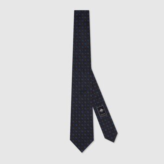 Double G and polka dot silk jacquard tie-AA