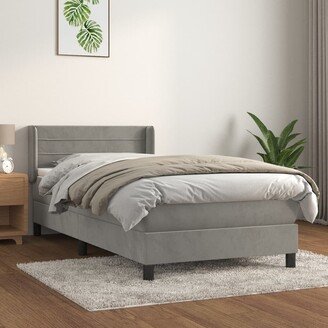 Box Spring Bed with Mattress Dark Gray Twin Velvet