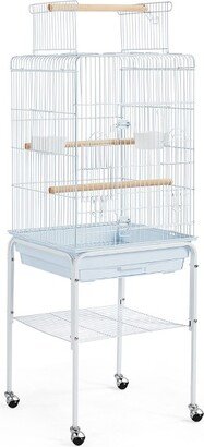 47-inch Rolling Bird Cage for Small Birds Parakeet Lovebirds Cockatiel Canary White