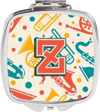 CJ2001-ZSCM Letter Z Retro Teal Orange Musical Instruments Initial Compact Mirror
