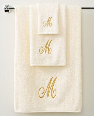 Monogram Initial Script Ivory & Gold Hand Towel, 16