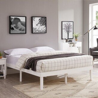 Home Imports Emporium Lucia 14 Inch Solid Wood Platform Bed Full Bed Frame, Pine Wood Full Platform Bed Frame