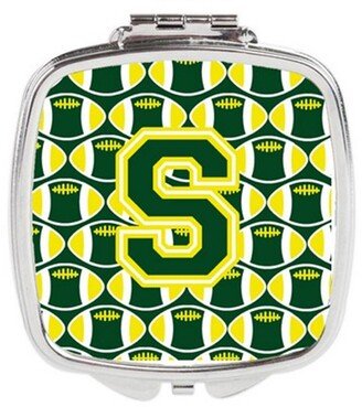 CJ1075-SSCM Letter S Football Green & Yellow Compact Mirror