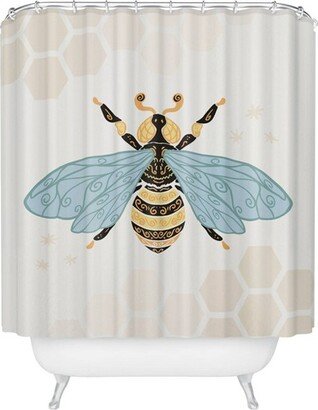 Bee and Honey Comb Shower Curtain