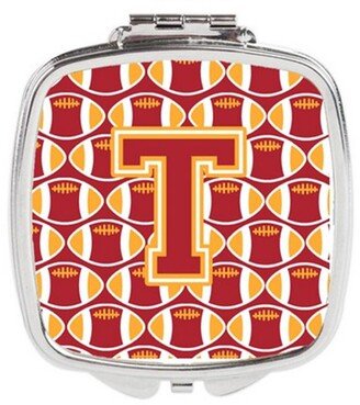 CJ1070-TSCM Letter T Football Cardinal & Gold Compact Mirror