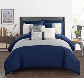 Arza 10 Piece Color Block Quilted Comforter Set