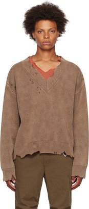 Brown Distressed Sweater