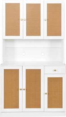 Tall Wardrobe Kitchen Cabinet with 6-Doors-AA