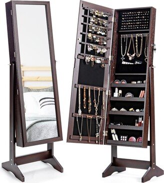 Jewelry Cabinet Stand Mirror Armoire Lockable Organizer Large Storage Box