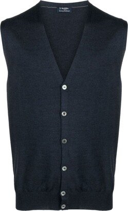 V-neck sleeveless cardigan