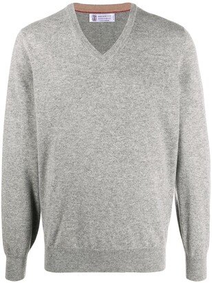 V-Neck Cashmere Jumper-BK