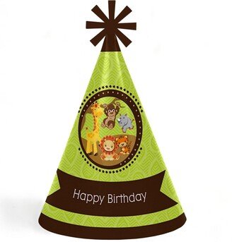 Big Dot Of Happiness Funfari - Fun Safari Jungle - Cone Happy Birthday Party Hats - Set of 8