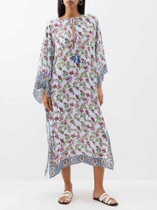 Berry-print Tie-neck Kaftan