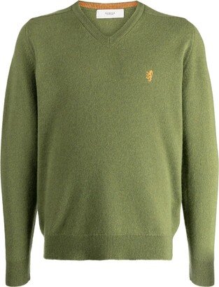 logo-embroidered V-neck jumper-AC