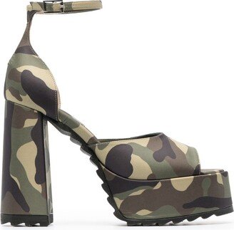 Camouflage-Print Platform Sandals