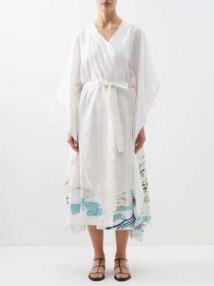 Beach Affair Embroidered Cotton-voile Kaftan