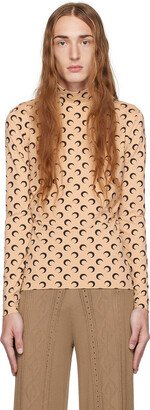 Tan All Over Moon Print Turtleneck