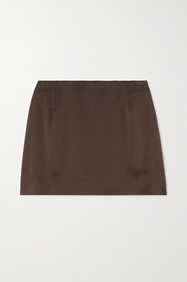 Silk-charmeuse Mini Skirt - Brown