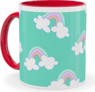 Mugs: Nicola Unicorn Rainbows Ceramic Mug, Red, 11Oz, Green