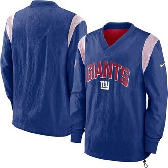 Men's Royal New York Giants Sideline Athletic Stack V-neck Pullover Windshirt Jacket
